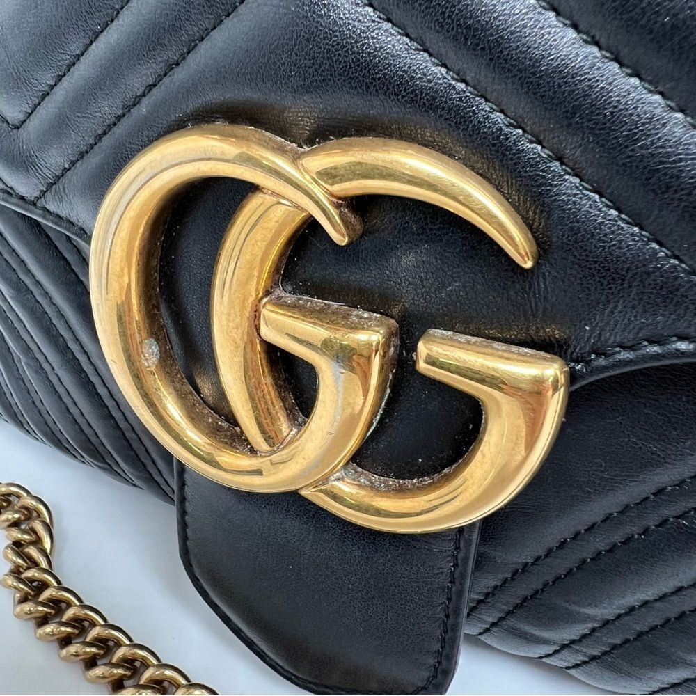 GUCCI Large Marmont Matelasse Shoulder Bag Black 498090 - Picture 7 of 16